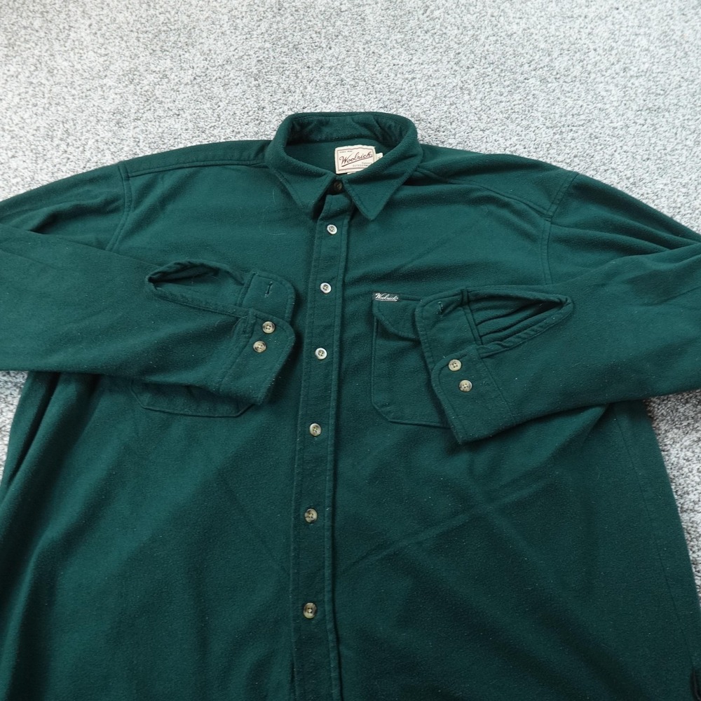 VTG Woolrich Shirt Mens 2XL Green Fleece Button‎ Up Outdoor Jacket Shacket USA